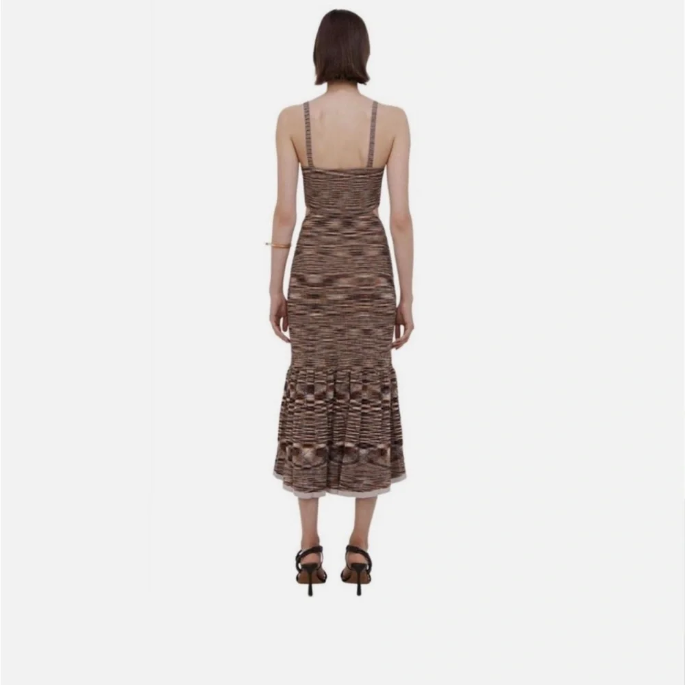 Johnathan Simkhai Chocolate Multi Shania Pleated Space Dye Maxi Dress NWT - Picture 4 of 7